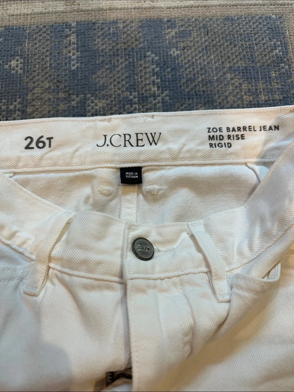 J. Crew Zoe Barrel Jean Mid-Rise in White